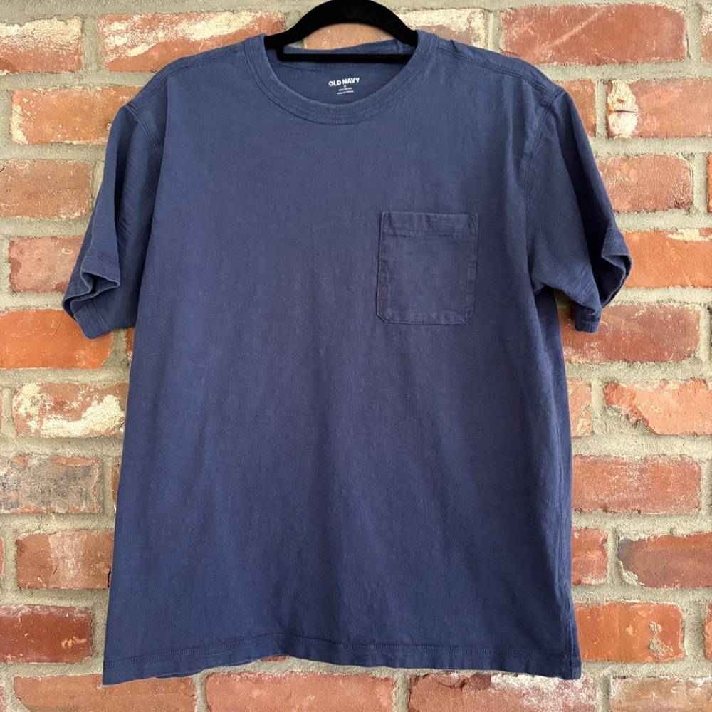 Old Navy Pocket Tshirt Gender Neutral Navy Blue Heavyweight